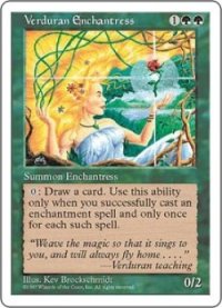 【JPN/5ED】新緑の女魔術師/Verduran Enchantress