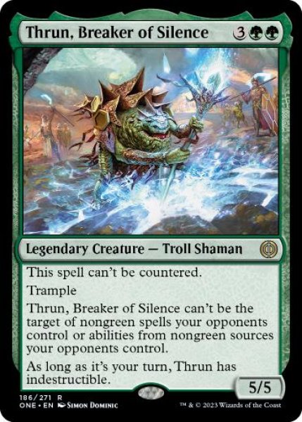 画像1: 【ENG/ONE/FOIL★】沈黙を破る者、スラーン/Thrun, Breaker of Silence [緑] 『R』 (1)