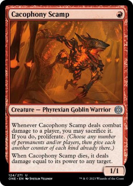 画像1: 【ENG/ONE/FOIL★】騒音の悪獣/Cacophony Scamp [赤] 『U』 (1)