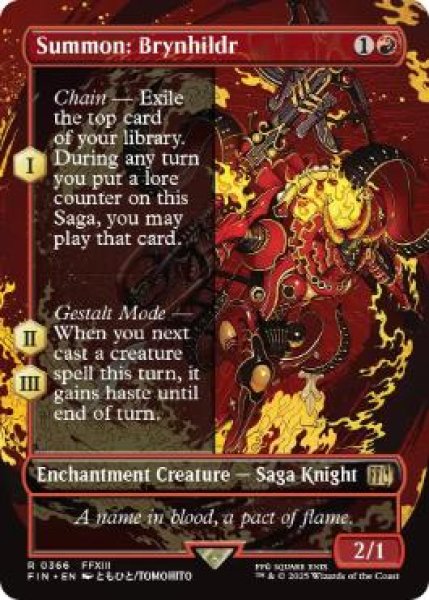 画像1: 【ENG/FIN-BF/FOIL★】召喚：ブリュンヒルデ/Summon: Brynhildr [赤] 『R』【ボーダーレス】 (1)