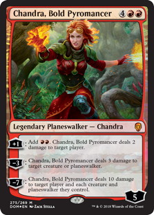 画像1: 【JPN/DOM-PW/FOIL★】勇敢な紅蓮術師、チャンドラ/Chandra, Bold Pyromancer